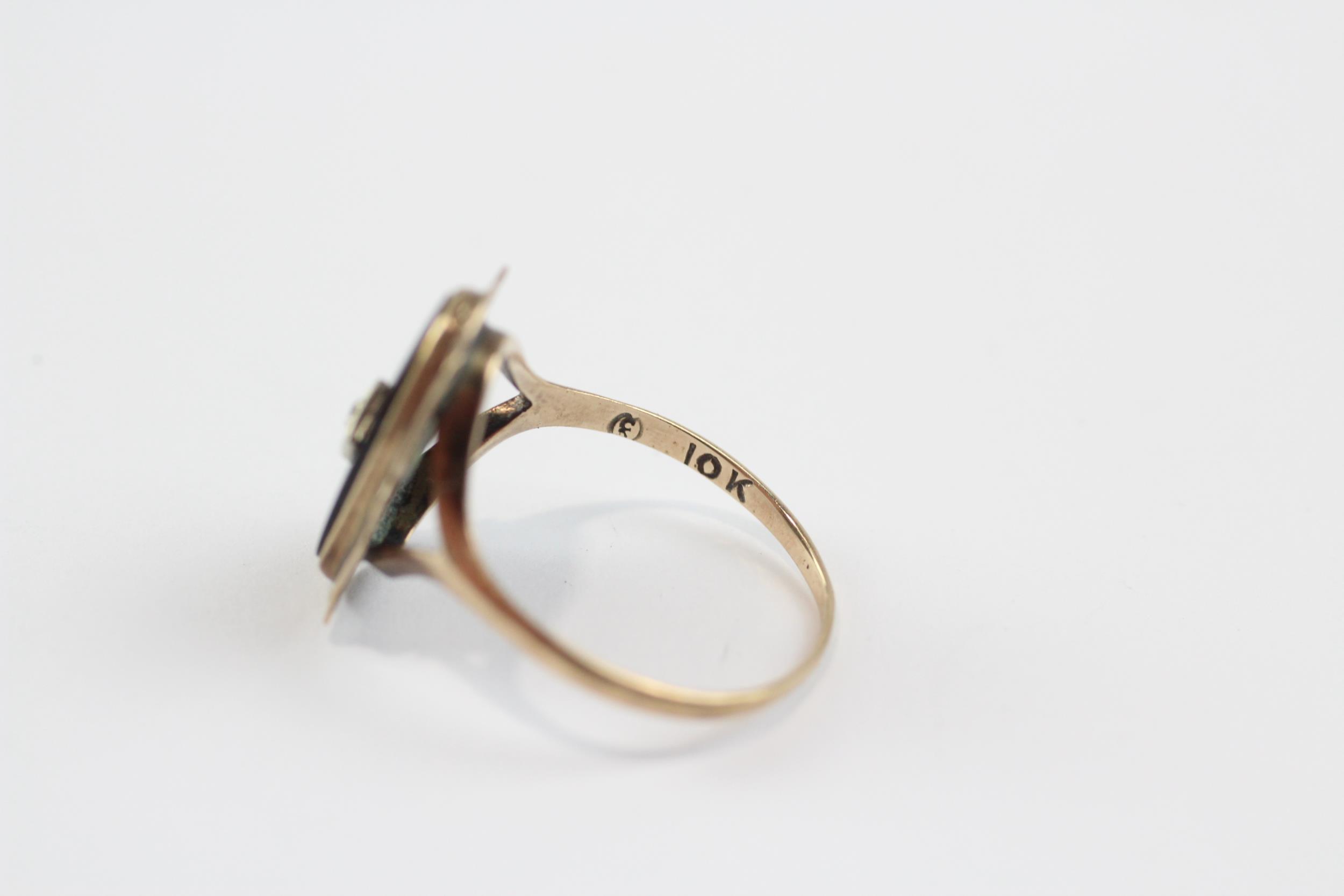 10k Gold Vintage Onyx And Diamond Set Art Deco Style Dress Ring (1.8g) Size L 1/2 - Image 4 of 4