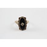 10k Gold Vintage Onyx And Diamond Set Art Deco Style Dress Ring (1.8g) Size L 1/2