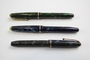 3 x Vintage CONWAY STEWART Dinkie Fountain Pens w/ 14ct Gold Nibs WRITING // Inc 550, 560 Etc Dip