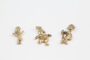 3 X 9ct Gold Vintage Winnie-The-Pooh, Piglet, And Tigger Disney Charms (2g)