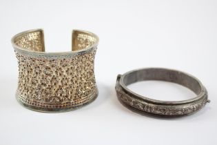 Two Silver Ornate Bangles Including Repousse (107g)
