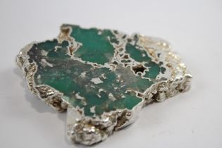 2001 London .999 Fine Silver Coated Malachite Gemstone Ornament (98g) // Maker - Unidentifiable