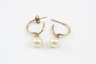 9ct Gold Cultured Pearl Drop Earrings (3.7g)
