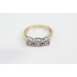 9ct Gold Diamond Three Stone Ring (2.4g) Size K 1/2