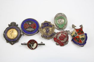 8 x Vintage .925 Sterling Silver Badges Inc Enamel, Union, Nursing Etc (80g) // In vintage condition