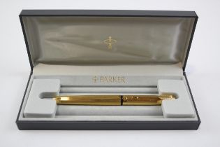 Vintage Parker 75 Gold Plated Fountain Pen w/ 14ct Gold Nib WRITING Boxed (17g) // Dip Tested &