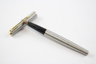 Vintage Parker 65 Brushed Steel Fountain Pen w/ 14ct Gold Nib WRITING // Dip Tested & Writing In