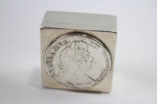Vintage 1976 Birmingham Sterling Silver Trinket Box w/ George III Coin (33g) // Maker -