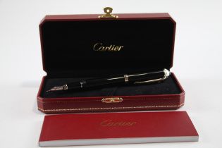 Cartier Diablo Stylo Plume Black Resin Fountain Pen w/ 18ct White Gold Nib // w/ Original Box, COA