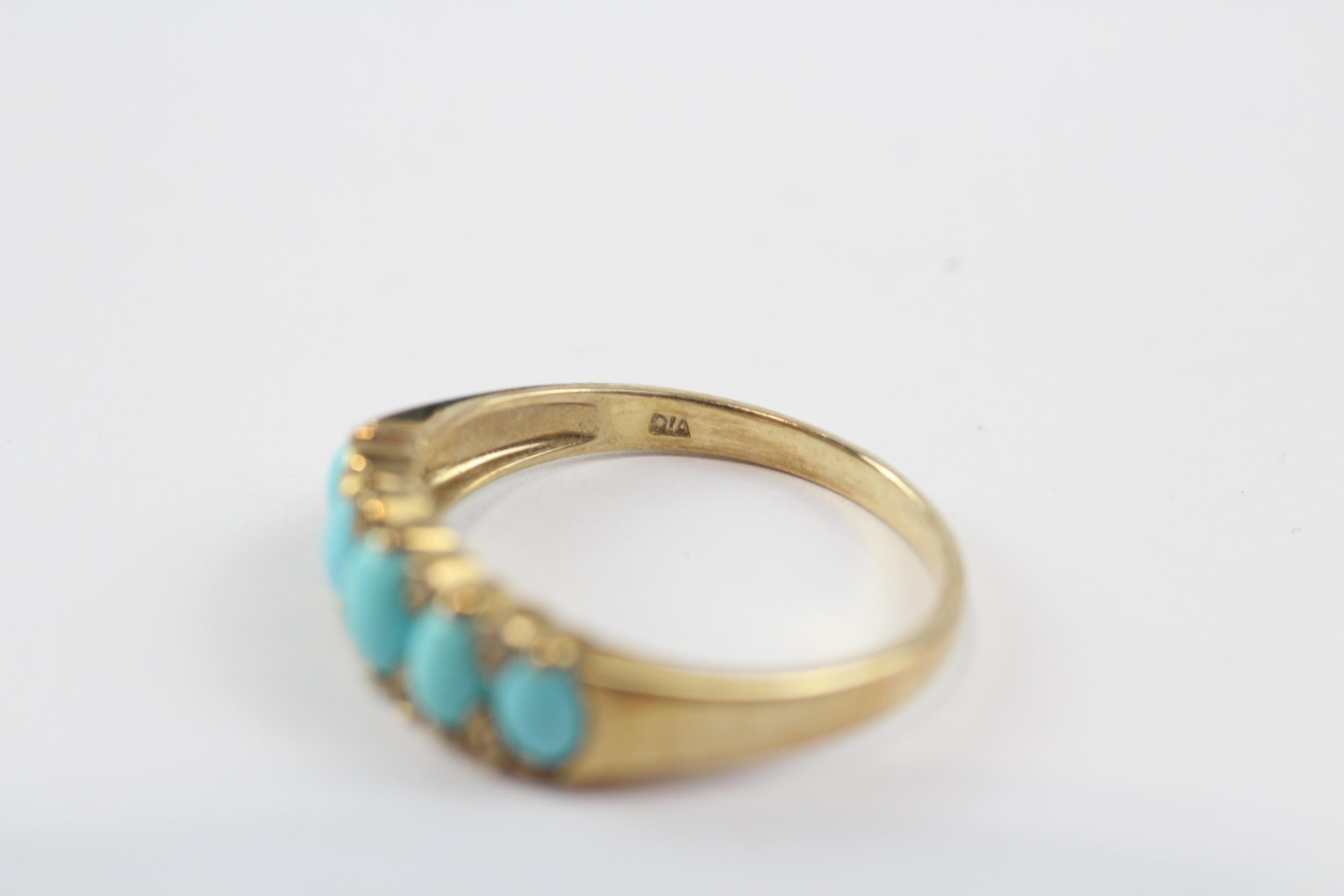 9ct Gold Antique Turquoise And Diamond Set Dress Ring (2.5g) Size T - Image 5 of 5