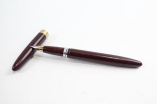 Vintage SHEAFFER Snorkel Burgundy FOUNTAIN PEN w Gold Plate & Steel Nib WRITING // Dip Tested &