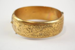 9ct Rolled Gold Bangle With Etched Scrolling Design (30g)