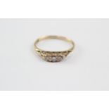 9ct Gold Antique Diamond Set Trilogy Ring (1.7g) Size O 1/2