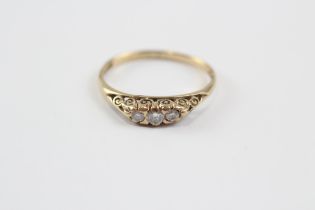 9ct Gold Antique Diamond Set Trilogy Ring (1.7g) Size O 1/2