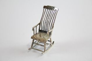 Vintage Stamped .925 Sterling Silver Miniature Doll's House Rocking Chair (16g) // Height - 5.5cm In