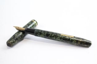 Vintage CONWAY STEWART 28 Green FOUNTAIN PEN w/ 14ct Gold Nib WRITING // Dip Tested & WRITING In