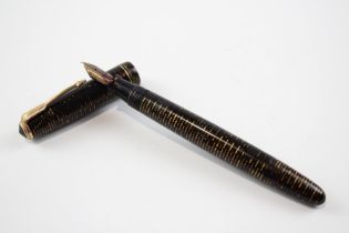 Vintage PARKER Vaccumatic Brown FOUNTAIN PEN w/ 14ct Gold Nib WRITING // Dip Tested & WRITING In