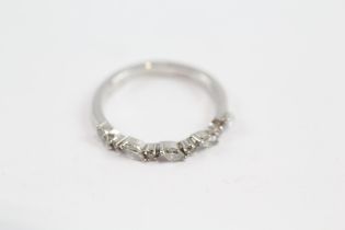 9ct White Gold Marquise And Round Cut moissanite Set Half Hoop Eternity Ring (2.1g) Size N