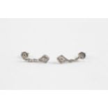 9ct White Gold Diamond Set Drop Earrings (1.6g)