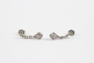 9ct White Gold Diamond Set Drop Earrings (1.6g)