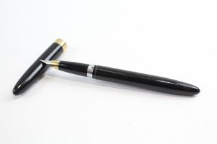 Vintage SHEAFFER Snorkel Black FOUNTAIN PEN w/ Gold Plate & Steel Nib WRITING // Dip Tested &