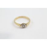 18ct Gold Antique Illusion Set Diamond Solitaire Ring (1.7g) Size I