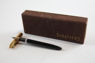 Vintage SHEAFFER Snorkel Black Fountain Pen w/ 14ct Gold Nib WRITING Boxed // Dip Tested & WRITING