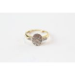 15ct Gold Antique Diamond Oval Cluster Ring (2g) Size C