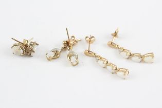 3 X 9ct Gold Opal Set Earrings (4.1g)