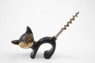 Brass 1950s Novelty Cat Corkscrew // In vintage condition Signs of wear & use Please see photos