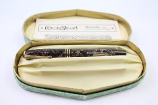 Vintage CONWAY STEWART 58 Brown Fountain Pen w/ 14ct Gold Nib WRITING Boxed // Dip Tested &