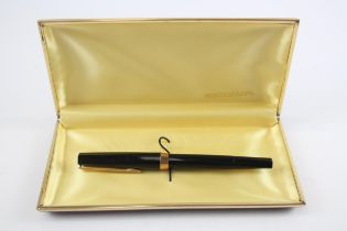 Vintage MONTEGRAPPA Black Fountain Pen w/ 14ct Gold Nib WRITING Boxed // Dip Tested & WRITING In