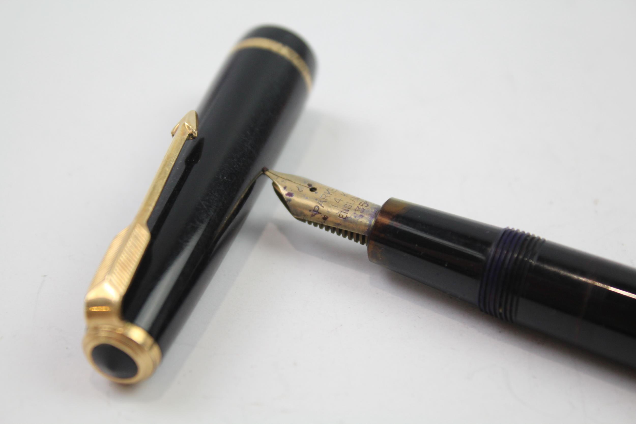 Parker Senior Duofold Fountain Pen Vintage Black 14ct Gold Nib Writing // Dip Tested & WRITING In - Image 2 of 8