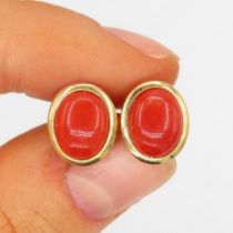 9ct Gold Coral Stud Paired Earrings (1.5g)