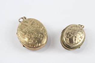 2X 9ct Gold Back & Front Patterned Lockets (21.9g)