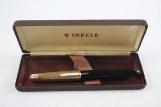 Parker 51 Fountain Pen Black Vintage 14ct Gold Nib Rolled Gold Cap Boxed Writing // Dip Tested &