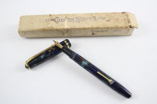 Vintage CONWAY STEWART 12 Navy Fountain Pen w/ 14ct Gold Nib WRITING Boxed // Dip Tested & WRITING