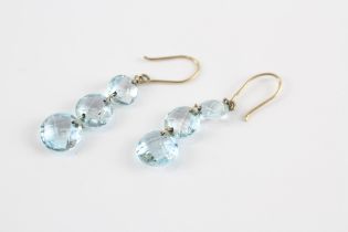 9ct Gold Blue Topaz Drop Earrings (3g)