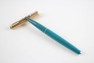 Parker 61 Fountain Pen Teal Vintage 14ct Gold Nib Rolled Gold Cap Writing // Dip Tested & Writing In