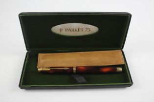 Parker 75 Fountain Pen Vintage Brown Lacquer Casing 14ct Gold Nib Writing Boxed // Dip Tested &
