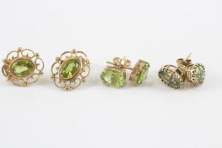 3 X 9ct Gold Peridot Set Stud Earrings (5g)