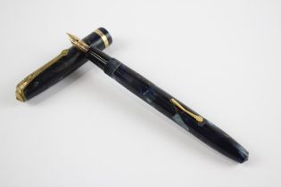 Vintage CONWAY STEWART 12 Navy FOUNTAIN PEN w/ 14ct Gold Nib WRITING // Dip Tested & WRITING In