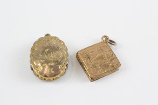 2 X 9ct Gold Back & Front Antique Locket Pendants (12.9g)