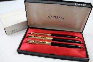 Vintage Parker 61 Black Fountain Pen w/ 14ct Gold Nib, Ballpoint, Pencil, Box // Ballpoint & Pencils