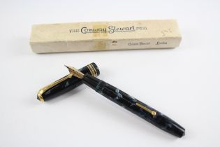 Vintage CONWAY STEWART 58 Navy FOUNTAIN PEN w/ 14ct Gold Nib WRITING Boxed // Dip Tested & WRITING