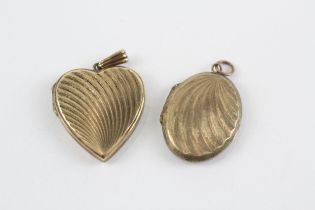 2 X 9ct Gold Back & Front Locket Pendants Inc. Heart (7.9g)