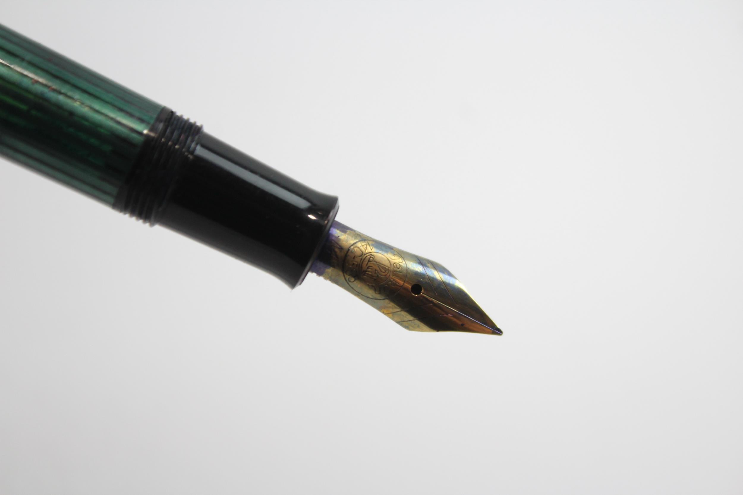 Vintage Pelikan M400 Black & Green Fountain Pen w/ 14ct Gold Nib WRITING // Dip Tested & WRITING - Image 3 of 6