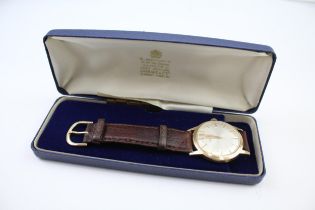 GARRARD Men's 9ct GOLD Cased Vintage WRISTWATCH Hand-wind WORKING C.1970s // GARRARD Men's 9ct