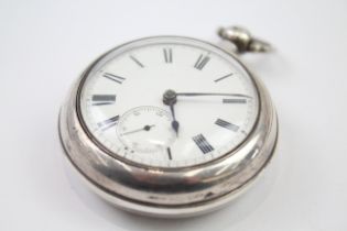 STERLING SILVER Pair Cased Mens Antique Fusee POCKET WATCH Key-Wind WORKING 1874 // STERLING