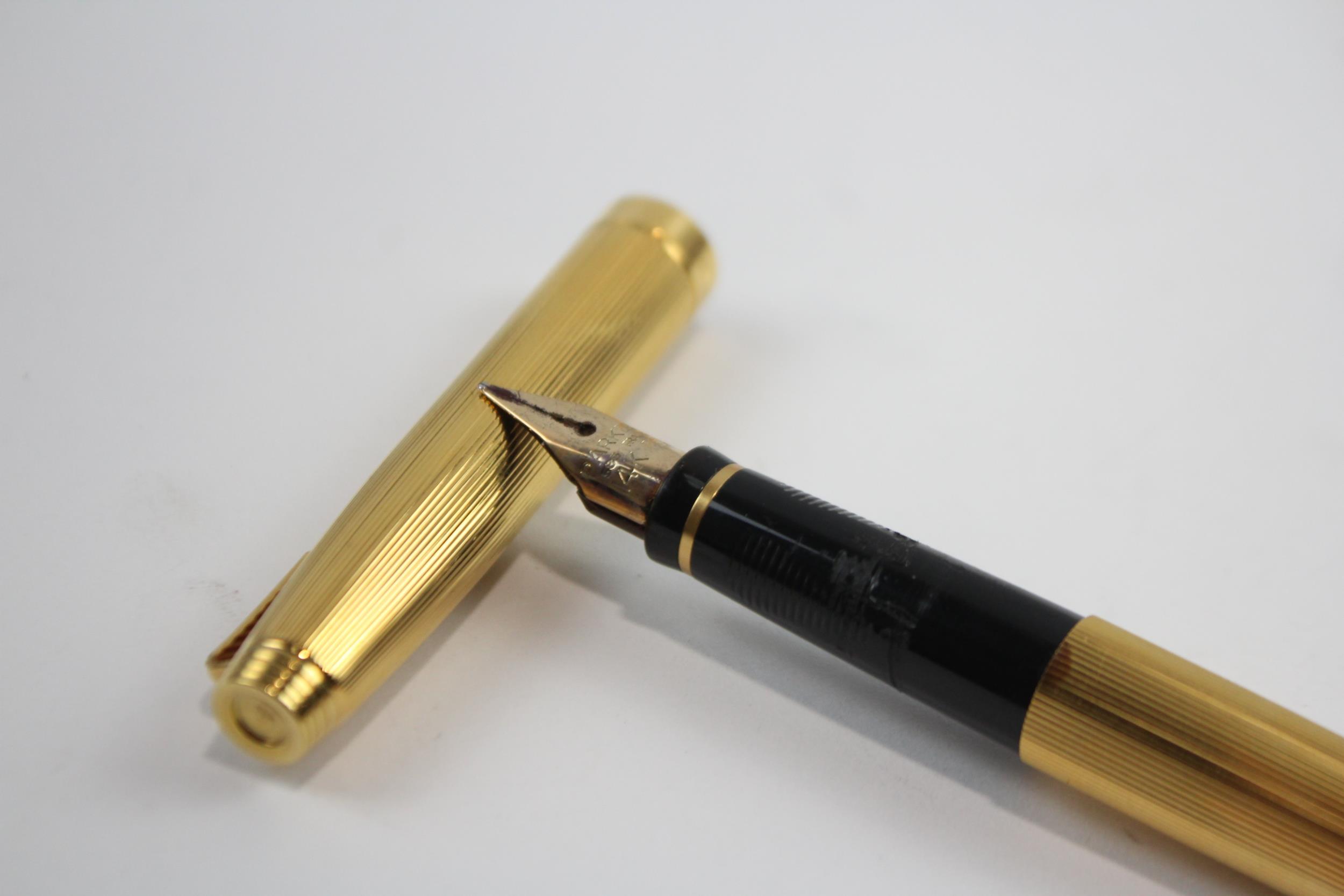 Vintage Parker 75 Gold Plated Fountain Pen w/ 14ct Gold Nib WRITING (17g) // Dip Tested & WRITING - Image 2 of 5